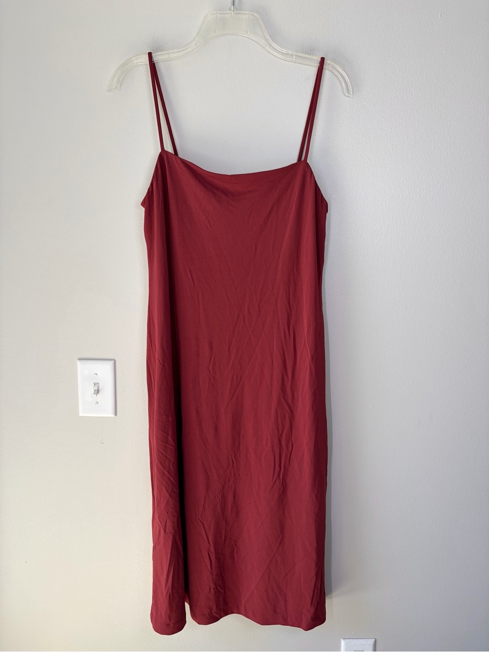 J. Crew Warm Brick Red Rayon Blend Slip Style Midi Dress Minimalist Effortless